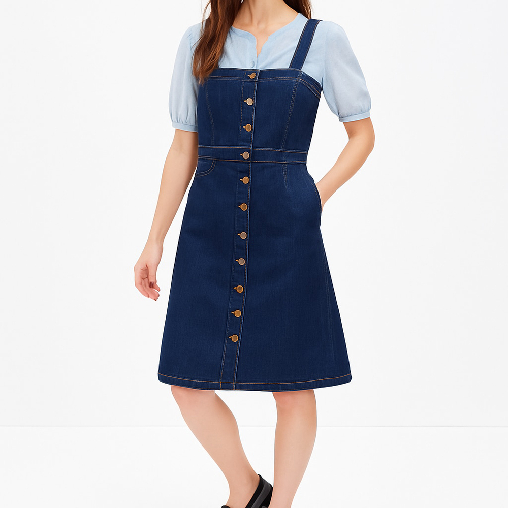 Maxwell Denim Button Front A-Line Dress NWT Size 6